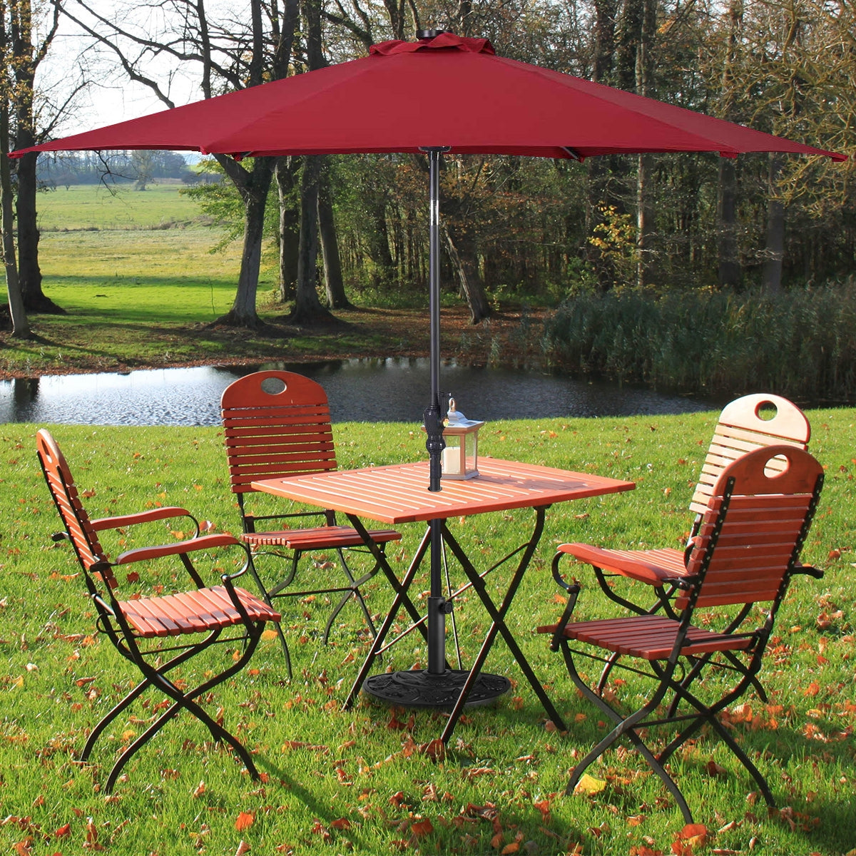 20 Inch Outdoor Patio Half Round Umbrella Base, Black Outdoor Umbrella Bases at Gallery Canada