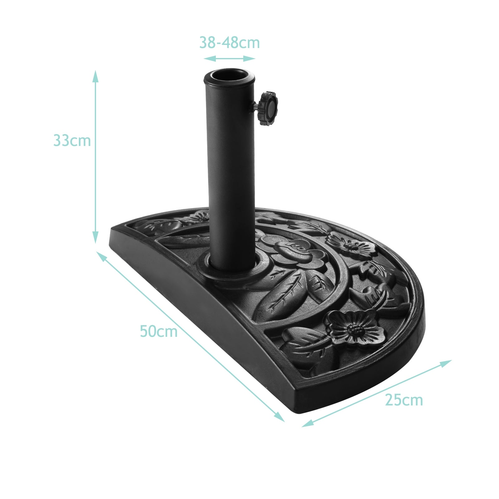 20 Inch Outdoor Patio Half Round Umbrella Base, Black Outdoor Umbrella Bases at Gallery Canada