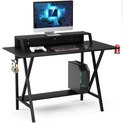All-in-One Professional Gaming Desk with Cup and Headphone Holder, Black - Gallery Canada