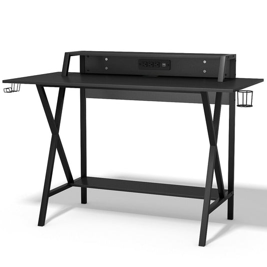 All-in-One Professional Gaming Desk with Cup and Headphone Holder, Black at Gallery Canada