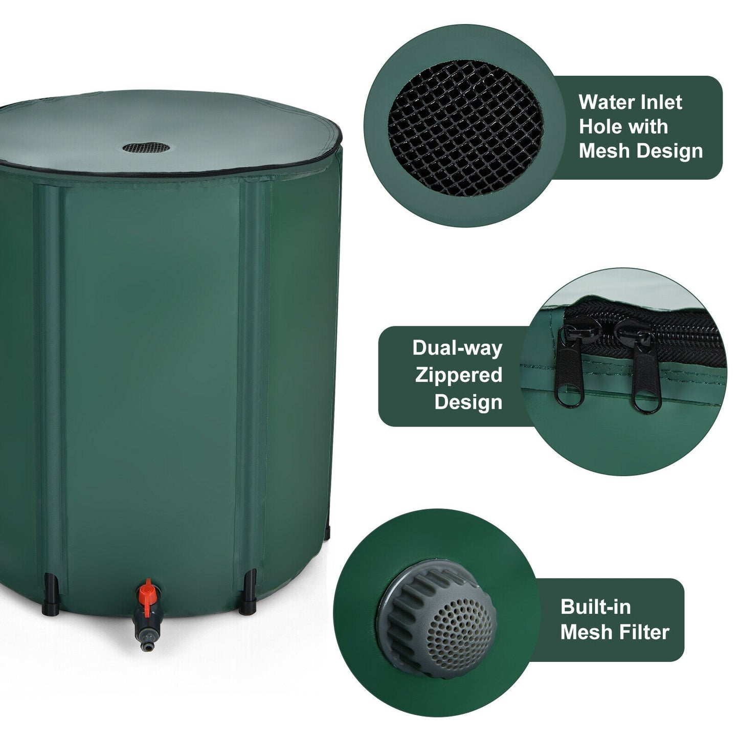 60 Gallon Collapsible Rain Barrel, Water Collector, Green Watering & Irrigation at Gallery Canada