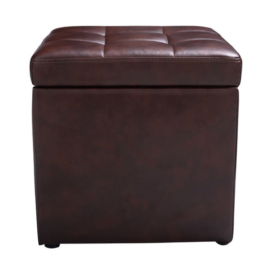 Ottoman Pouffe Storage Box Lounge Seat Footstools , Brown - Gallery Canada