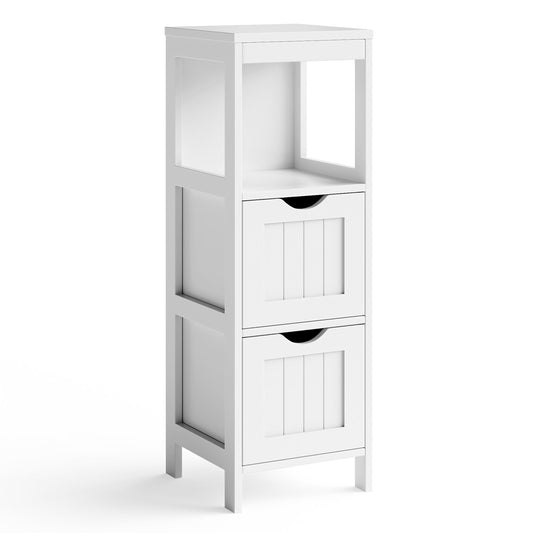 Bathroom Multifunctional Storage Floor Cabinet with 2 Drawers, White - Gallery Canada