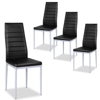 4 Pcs PVC Leather Dining Side Chairs, Elegant Design, Black Dining Chairs at Gallery Canada
