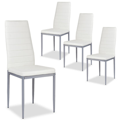 4 Pcs PVC Leather Dining Side Chairs, White