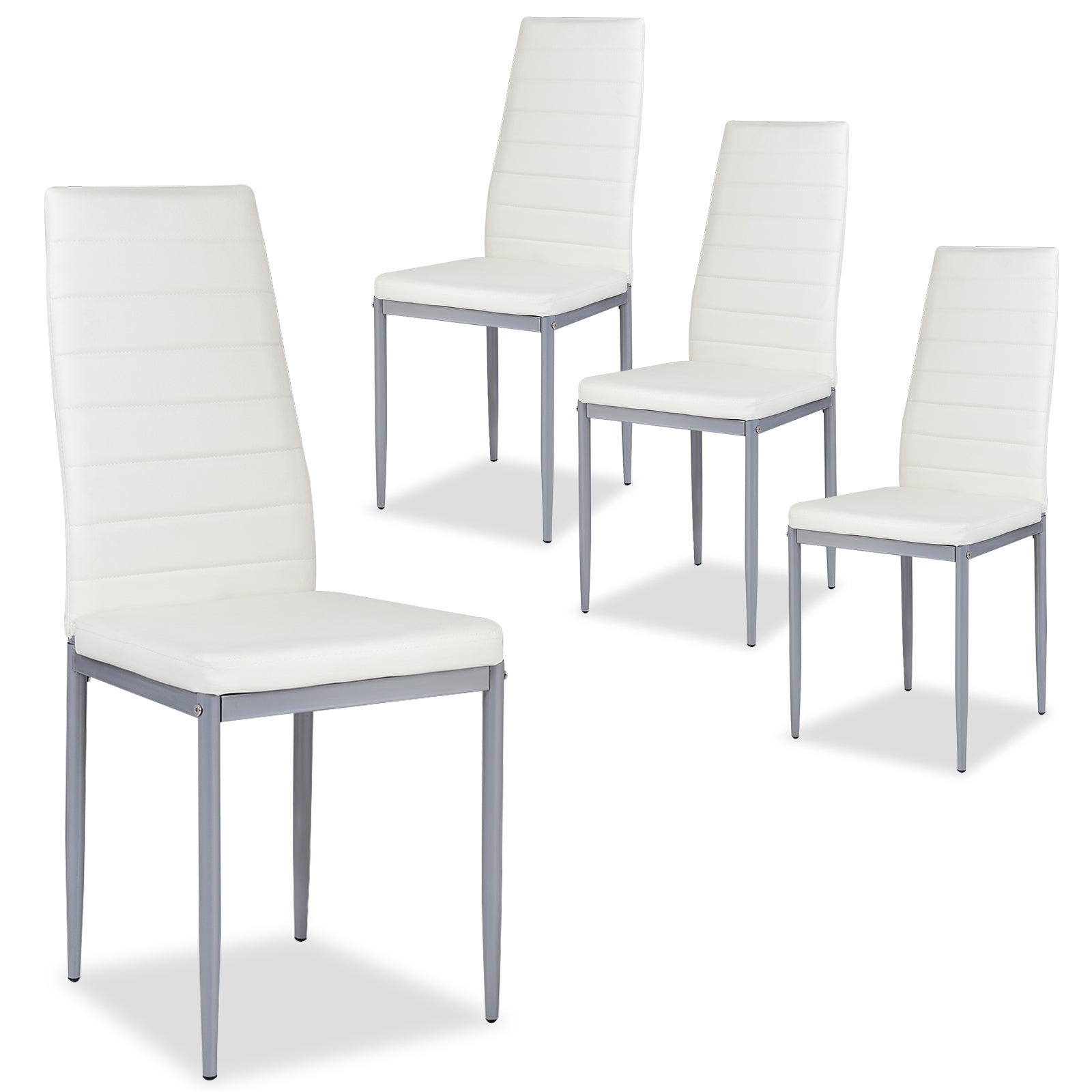 4 pcs PVC Leather Dining Side Chairs Elegant Design , White Dining Chairs White at Gallery Canada
