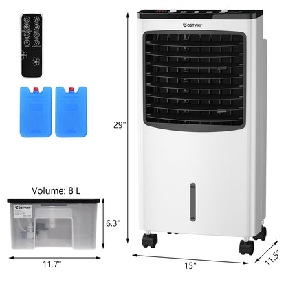 3-in-1 Portable Evaporative Air Conditioner Cooler with Remote Control for Home, White at Gallery Canada