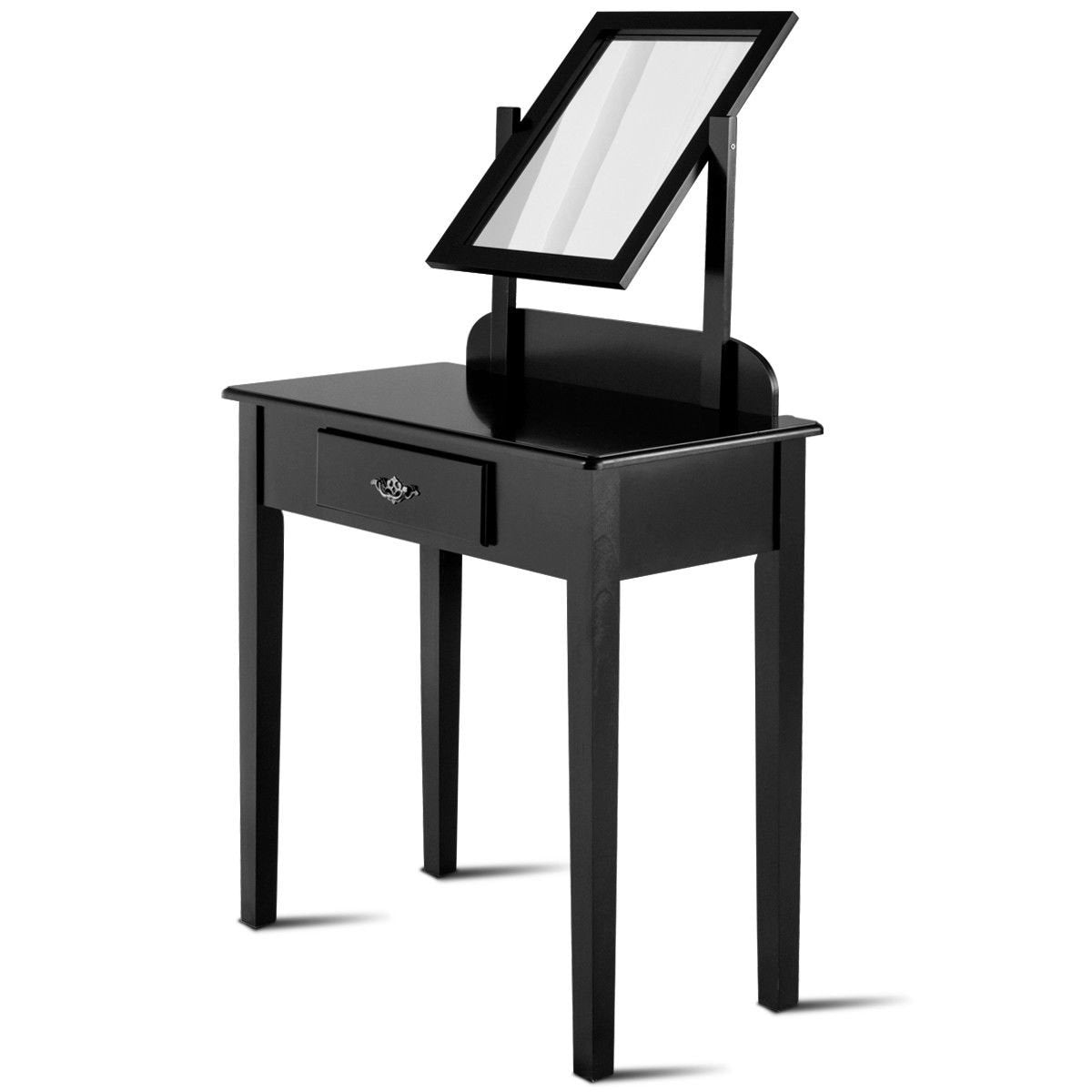 Vanity Dressing Table Stool Set with Large Makeup Mirror, Black - Gallery Canada