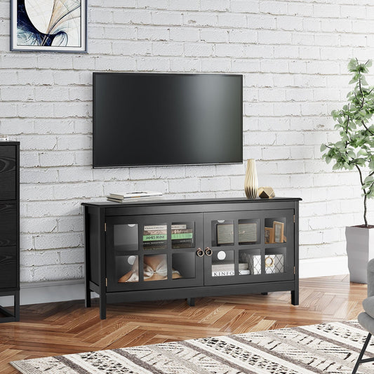 50 Inch Modern Wood Large TV Stand Entertainment Center for TV, Black - Gallery Canada