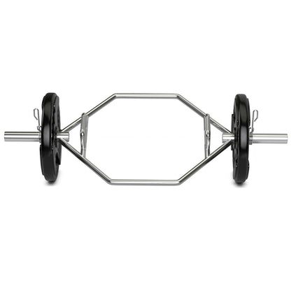 56 Inch Olympic Hexagon Deadlift Trap Bar with Folding Grips Powerlifting, Silver Benches Racks & Bars at Gallery Canada