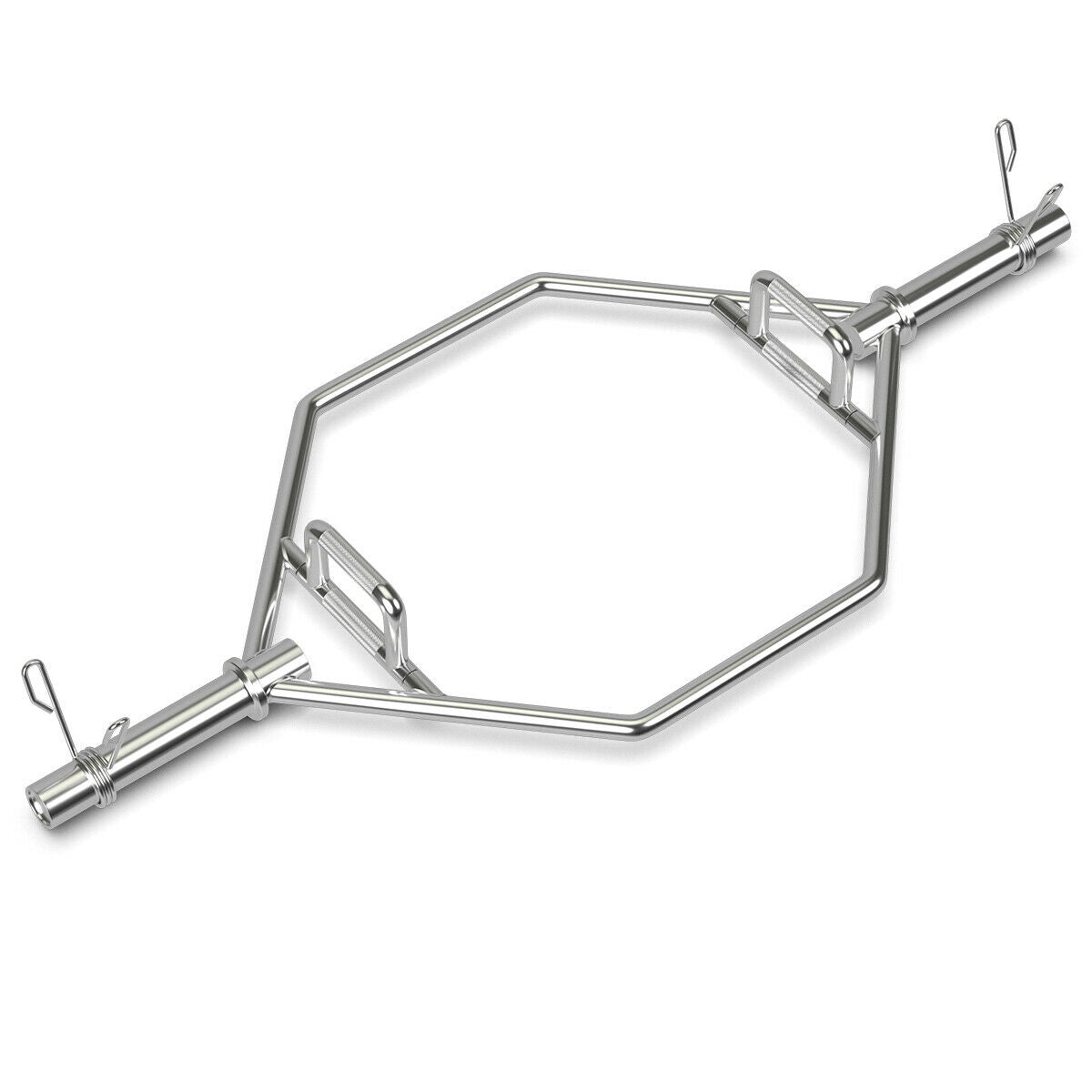 56 Inch Olympic Hexagon Deadlift Trap Bar with Folding Grips Powerlifting, Silver Benches Racks & Bars at Gallery Canada