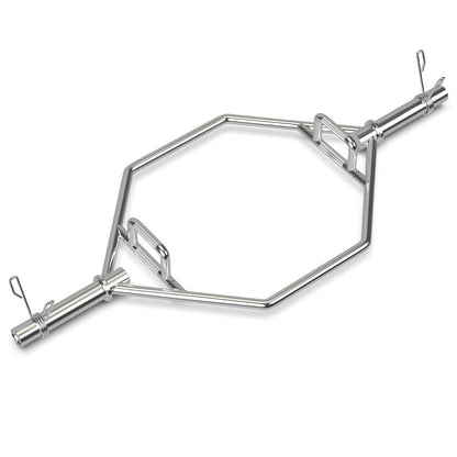 56 Inch Olympic Hexagon Deadlift Trap Bar with Folding Grips Powerlifting, Silver Benches Racks & Bars at Gallery Canada
