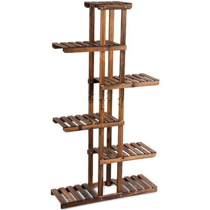 6 Tier Wooden Garden Shelf Storage Plant Rack Stand, Brown Plant Stands at Gallery Canada