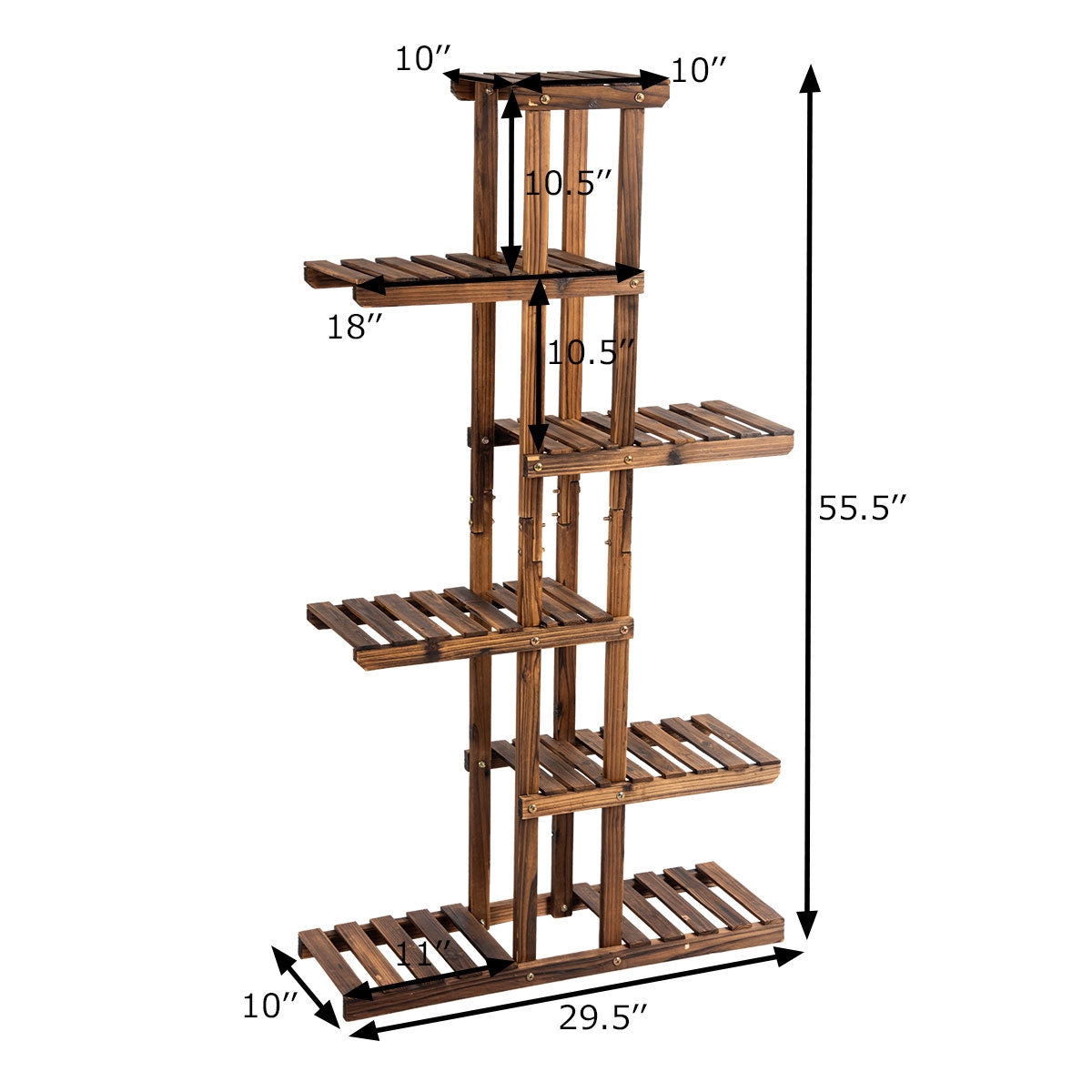 6 Tier Wooden Garden Shelf Storage Plant Rack Stand, Brown Plant Stands at Gallery Canada