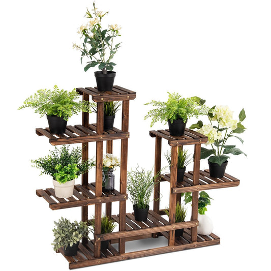 6 Tier Wooden Shelf Storage Plant Rack Stand, Brown at Gallery Canada
