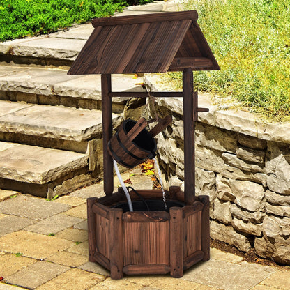 Garden Wooden Wishing Water Fountain with Pump, Brown Outdoor Decor at Gallery Canada