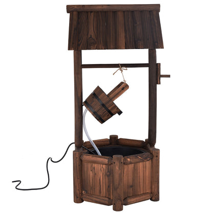 Garden Wooden Wishing Water Fountain with Pump, Brown Outdoor Decor at Gallery Canada
