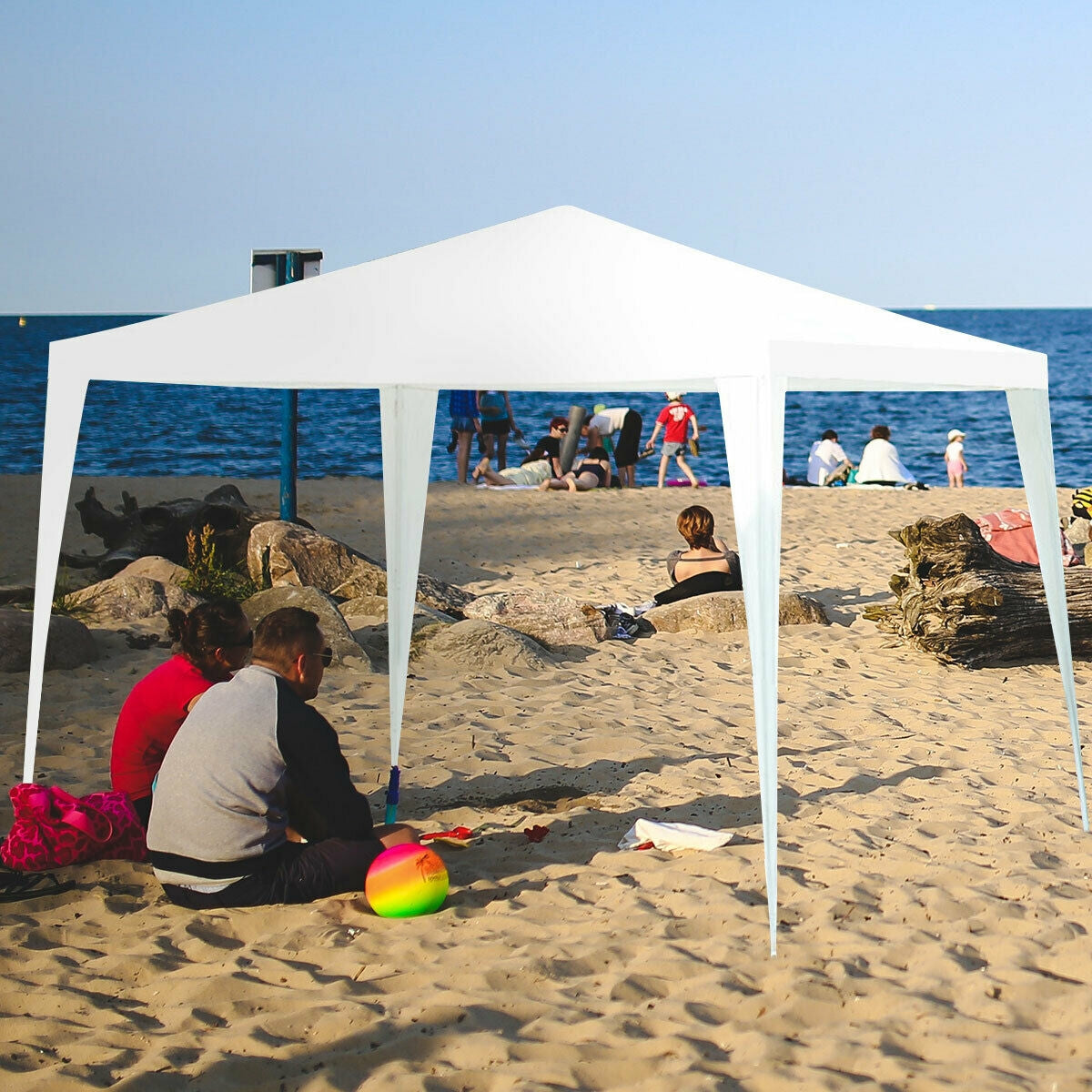 10 x 10 Feet Outdoor Side Walls Canopy Tent with 4 Removable Sidewalls, White Canopies at Gallery Canada