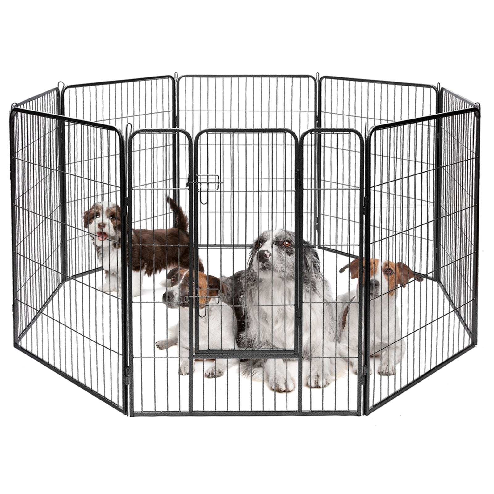 8 Metal Panel Heavy Duty Pet Playpen Dog Fence with Door-40 Inch, Black - Gallery Canada