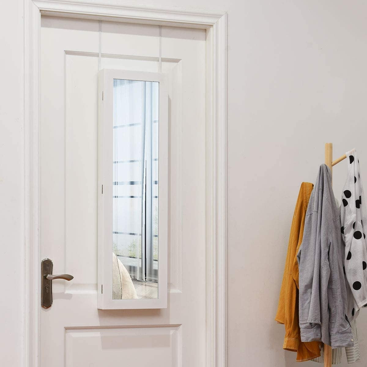 Wall Door Mounted Mirrored Jewelry Cabinet Storage Organizer, White Jewelry Armoires at Gallery Canada