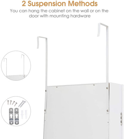 Wall Door Mounted Mirrored Jewelry Cabinet Storage Organizer, White Jewelry Armoires at Gallery Canada