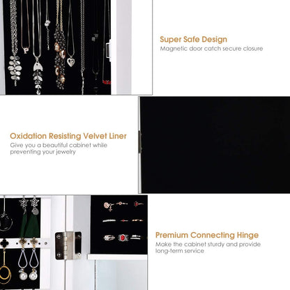 Wall Door Mounted Mirrored Jewelry Cabinet Storage Organizer, White Jewelry Armoires at Gallery Canada