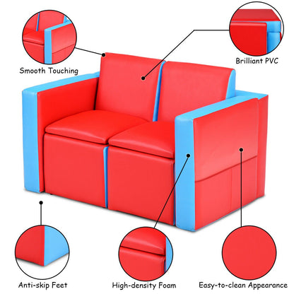 Multi-functional Kids Sofa Table Chair Set, Red - Gallery Canada