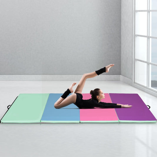 4 Feet x 10 Feet Thick Folding Panel Gymnastics Mat-Multiolor, Multicolor - Gallery Canada