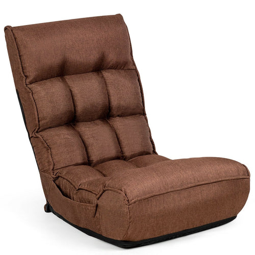 4-Position Adjustable Floor Chair Folding Lazy Sofa, Coffee