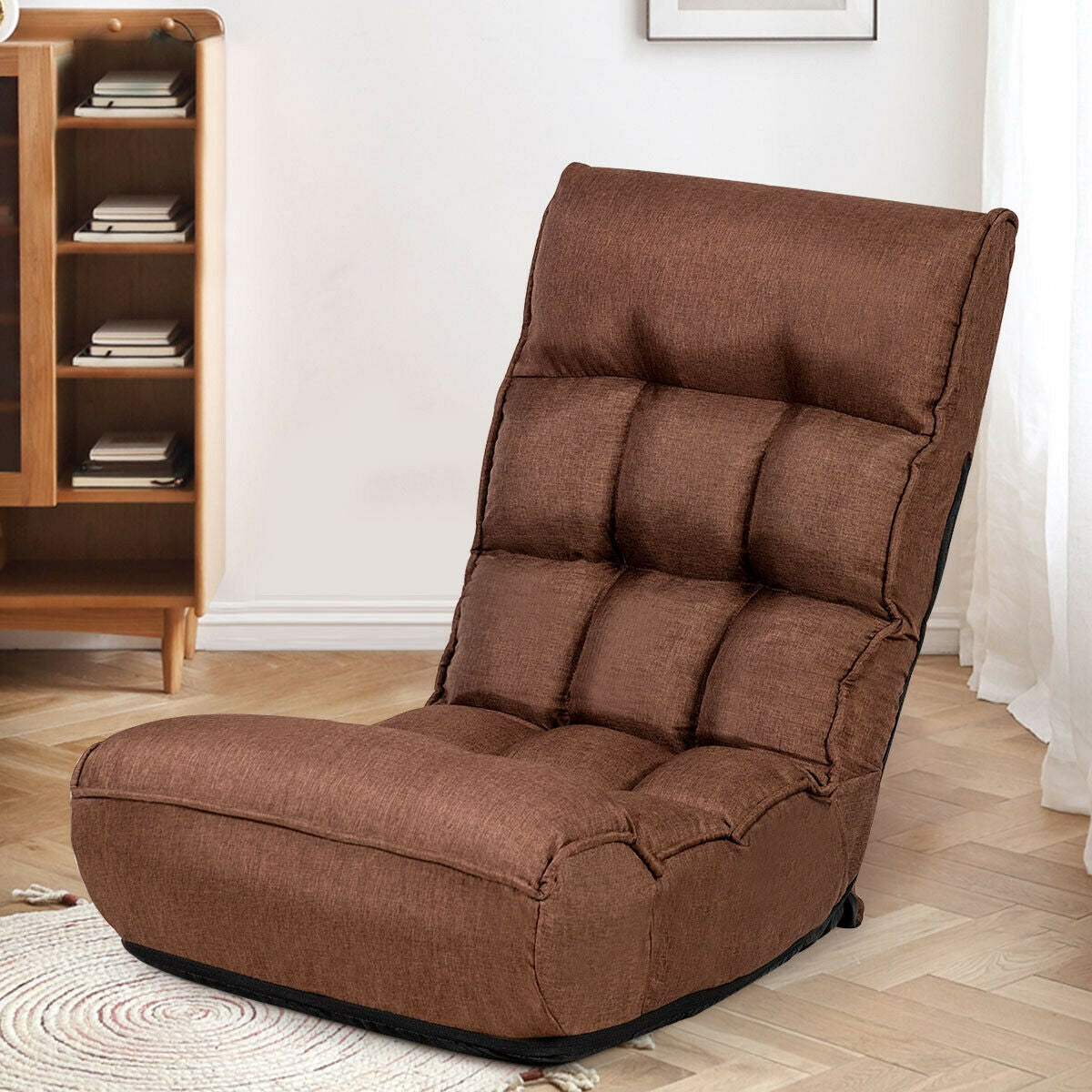 4-Position Adjustable Floor Chair Folding Lazy Sofa, Coffee Living Room at Gallery Canada