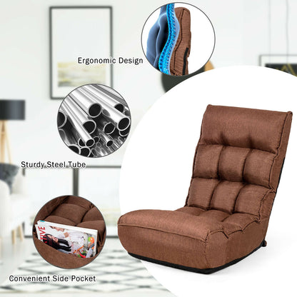 4-Position Adjustable Floor Chair Folding Lazy Sofa, Coffee Living Room at Gallery Canada