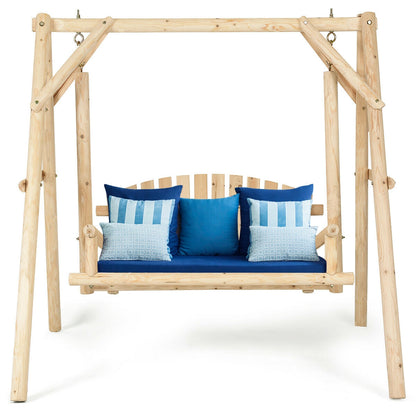 Outdoor Wooden Porch Bench Swing Chair, Rustic Curved Back, Natural Porch Swings at Gallery Canada