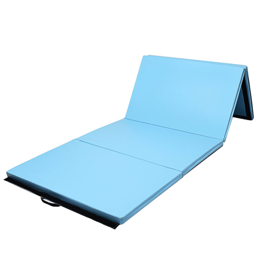 4 Feet x 10 Feet Thick Folding Panel Gymnastics Mat, Light Blue