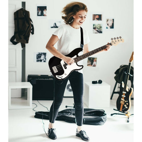 Full Size 4 String Electric Bass Guitar, Black