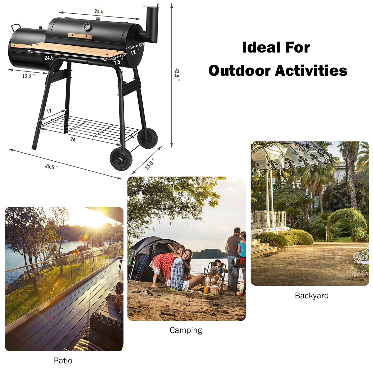 Outdoor BBQ Grill Barbecue Pit Patio Cooker, Black Outdoor Grills at Gallery Canada