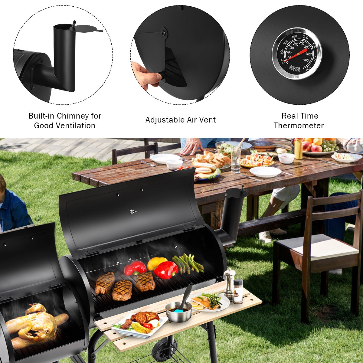 Outdoor BBQ Grill Barbecue Pit Patio Cooker, Black Outdoor Grills at Gallery Canada