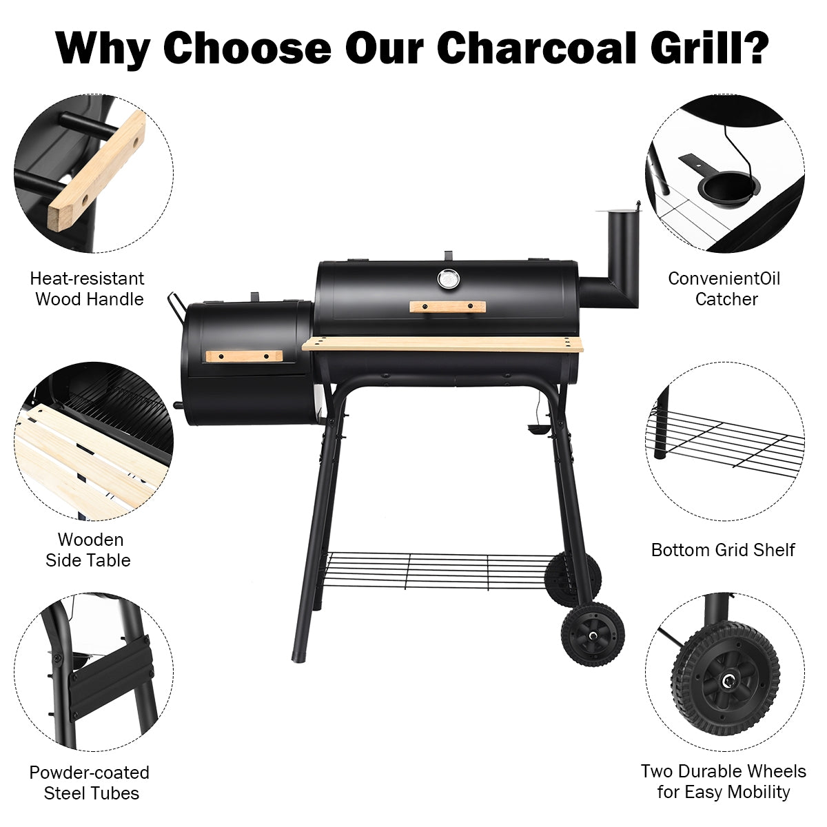 Outdoor BBQ Grill Barbecue Pit Patio Cooker, Black Outdoor Grills at Gallery Canada