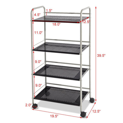 4 Tiers Rolling Cart Storage Display Rack-19.5 Inch - Gallery Canada