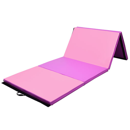 4 Feet x 10 Feet Thick Folding Panel Gymnastics Mat, Pink & Purple - Gallery Canada