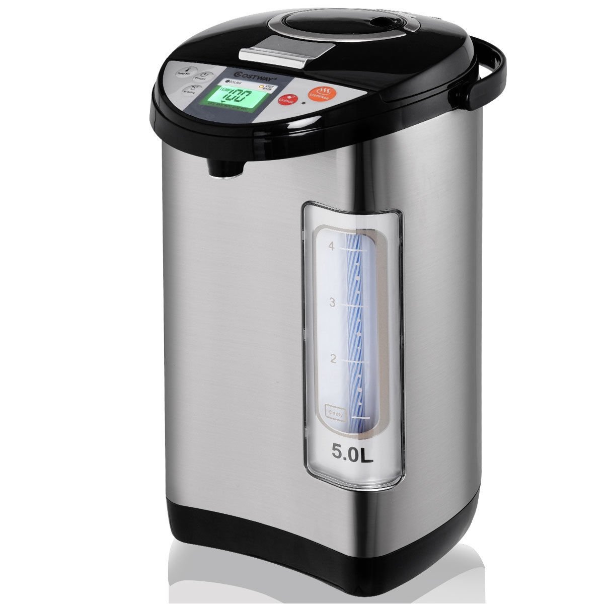 5-liter Electric LCD Water Boiler and Warmer Water Dispensers Black, metal silver at Gallery Canada