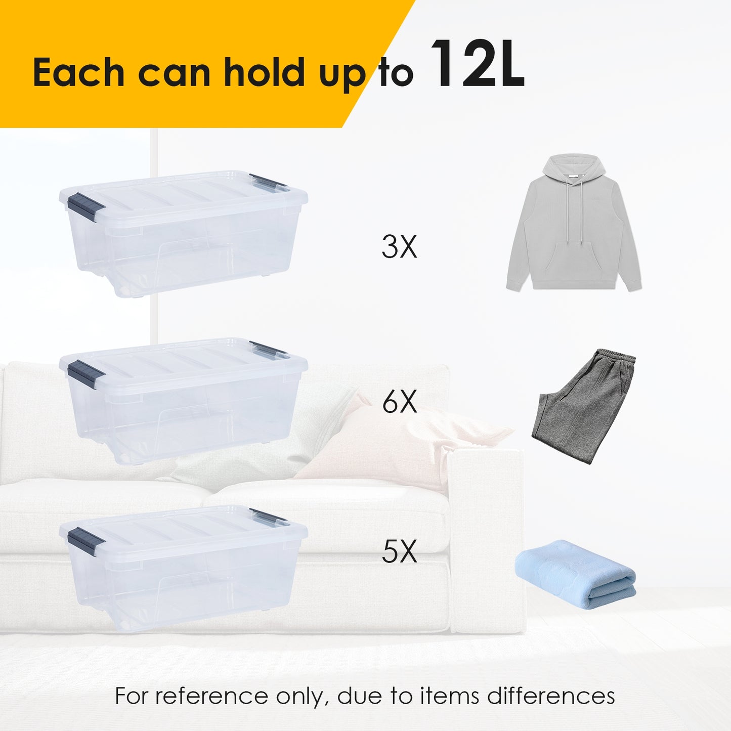 12 Pack 156 Quart Latch Stack Storage Tubs Box, Transparent Clothing & Closet Storage at Gallery Canada