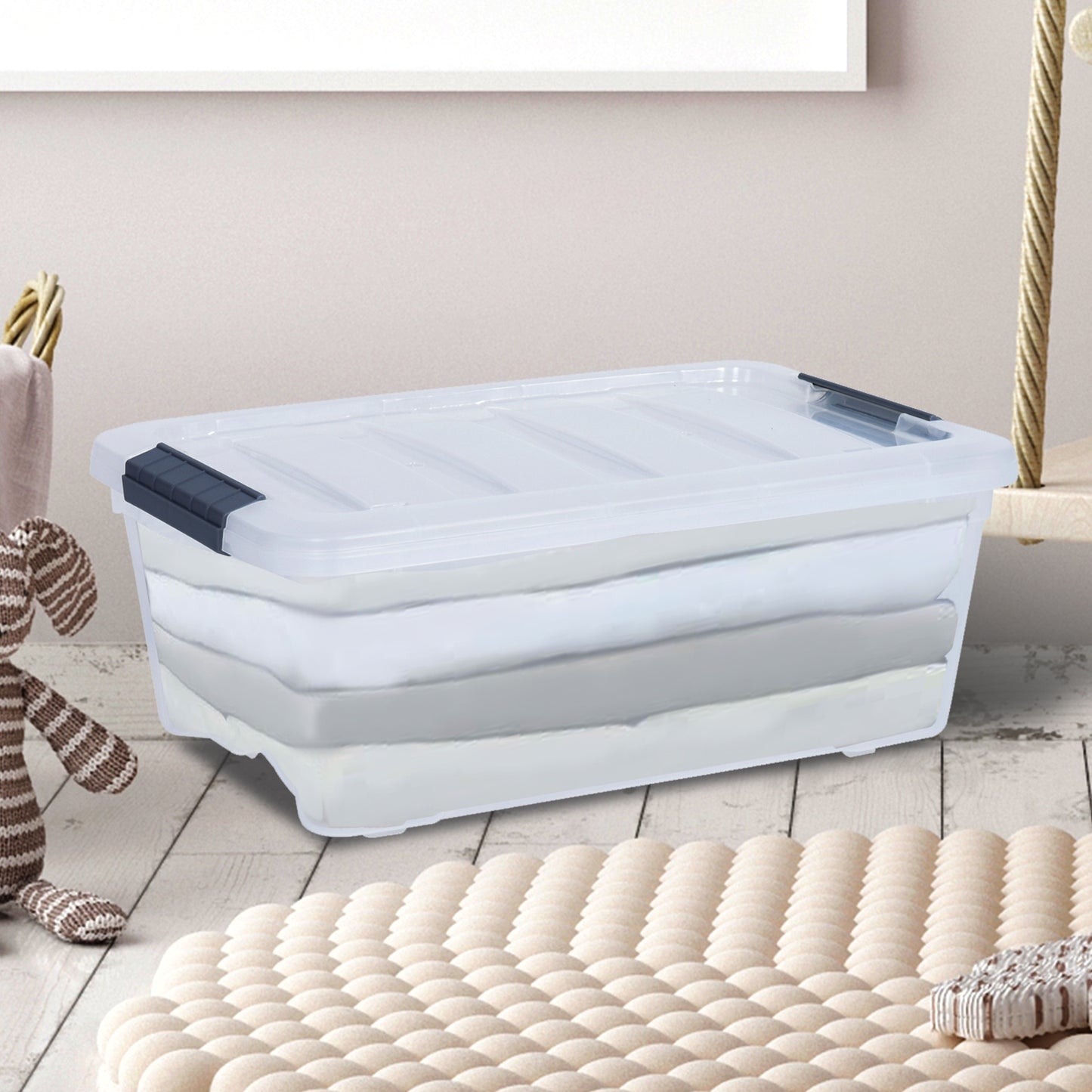 12 Pack 156 Quart Latch Stack Storage Tubs Box, Transparent Clothing & Closet Storage at Gallery Canada