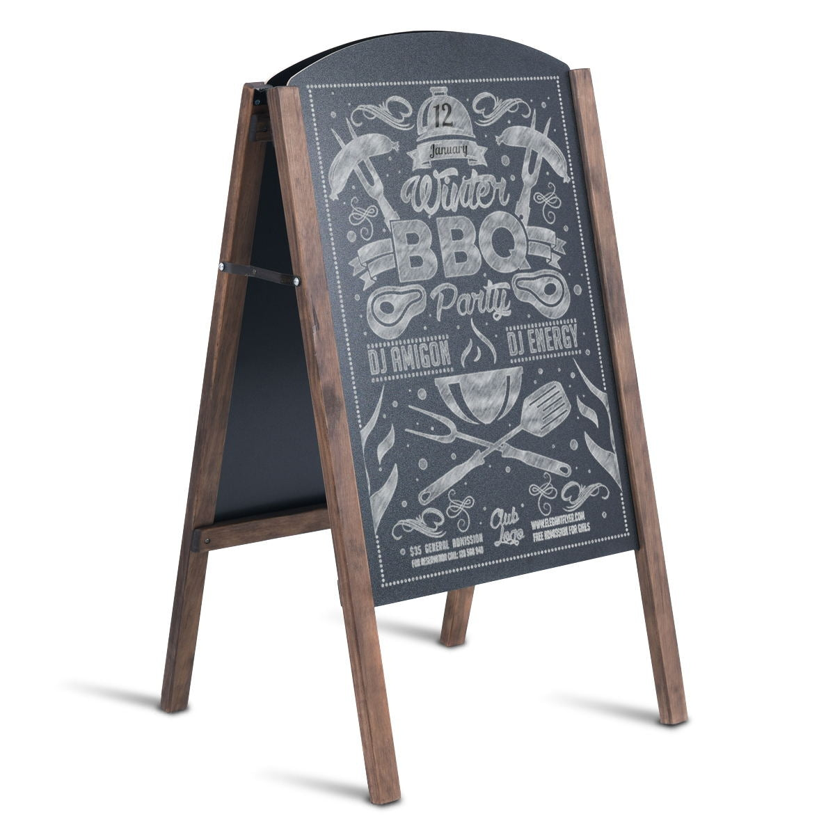 31.5 Inch Wood A-Frame Sidewalk Signage Chalkboard, Black Outdoor Decor Black at Gallery Canada