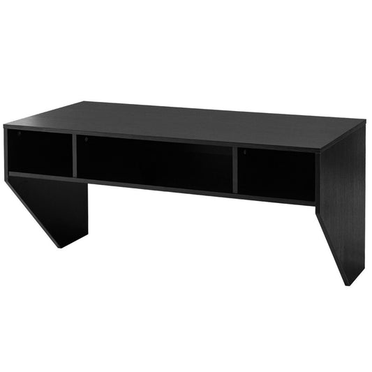 Wall Mounted Floating Sturdy Computer Table with Storage Shelf, Black - Gallery Canada