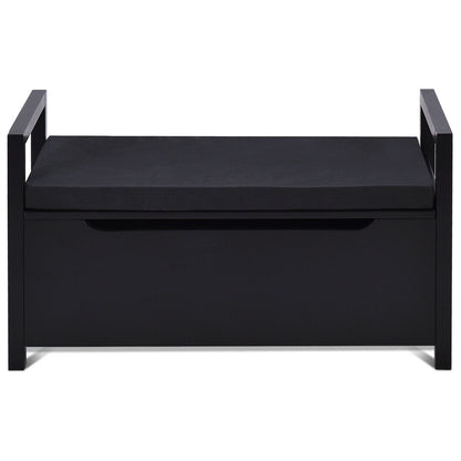 Shoe Storage Bench, 34.5 ×15.5 ×19.5 Inch, With Cushion Seat, Black