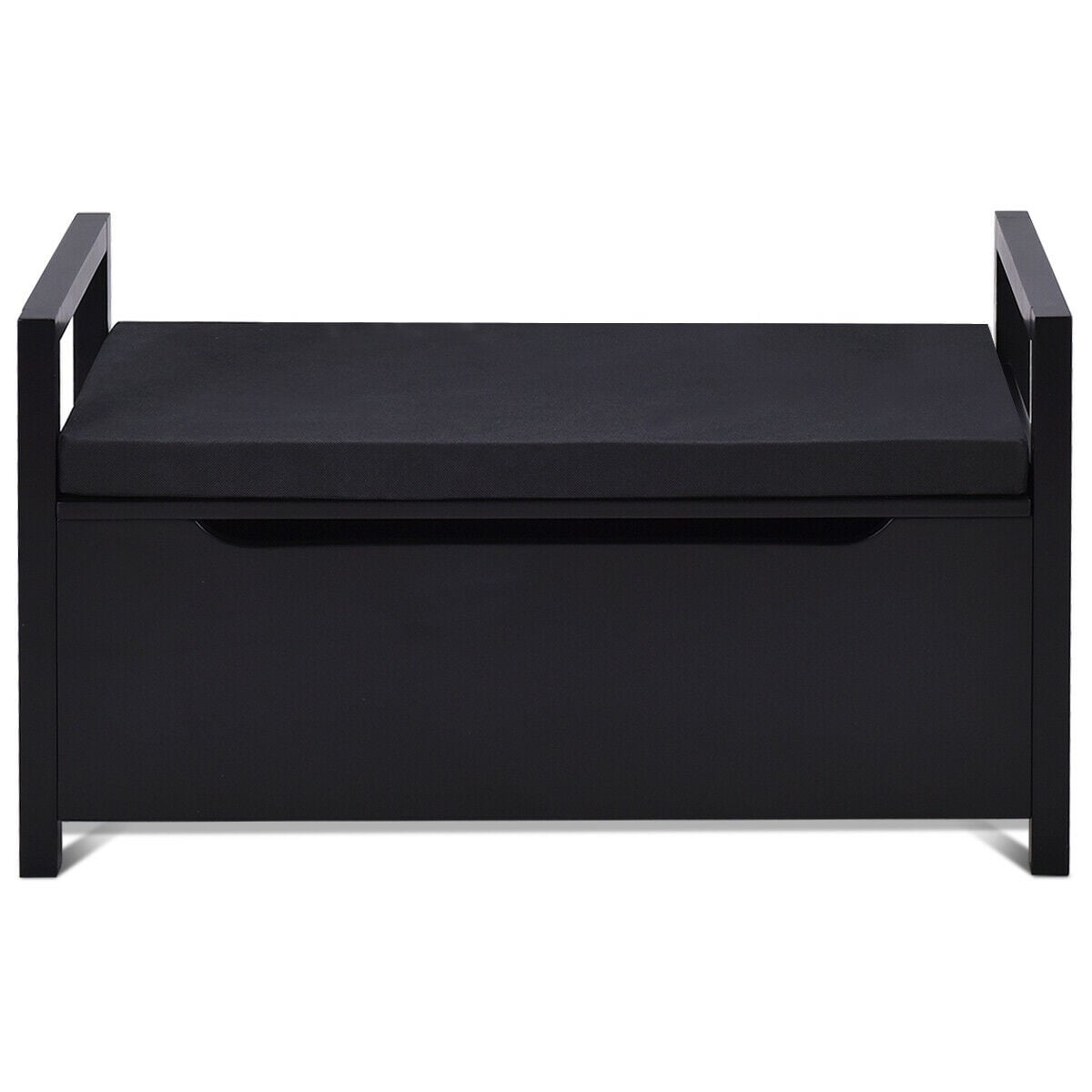 Shoe Storage Bench, 34.5 ×15.5 ×19.5 Inch, With Cushion Seat, Black Shoe Racks & Storage Benches Black at Gallery Canada