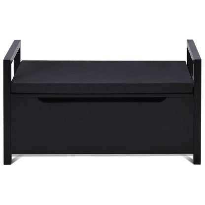 Shoe Storage Bench, 34.5 ×15.5 ×19.5 Inch, With Cushion Seat, Black Shoe Racks & Storage Benches Black at Gallery Canada
