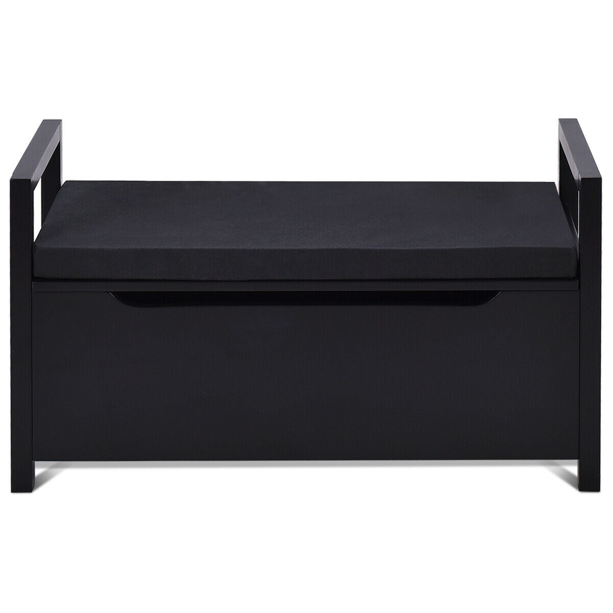 Shoe Storage Bench, 34.5 ×15.5 ×19.5 Inch, With Cushion Seat, Black Shoe Racks & Storage Benches Black at Gallery Canada