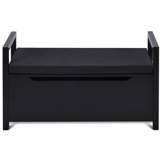 Shoe Storage Bench, 34.5 ×15.5 ×19.5 Inch, With Cushion Seat, Black Shoe Racks & Storage Benches Black at Gallery Canada
