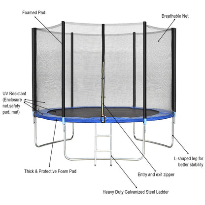 10 Feet Combo Bounce Jump Safety Trampoline with Spring Pad Ladder Trampolines at Gallery Canada